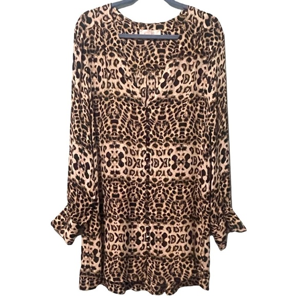 A.L.C. Daisy 100% Silk Animal Print Dress Small Long Sleeve V-Neck Loepard - Picture 10 of 15